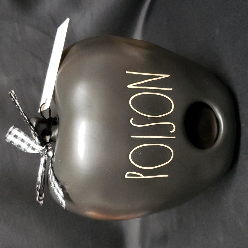 Rae Dunn NWT “POISON” Black Ceramic Apple Shaped Birdhouse